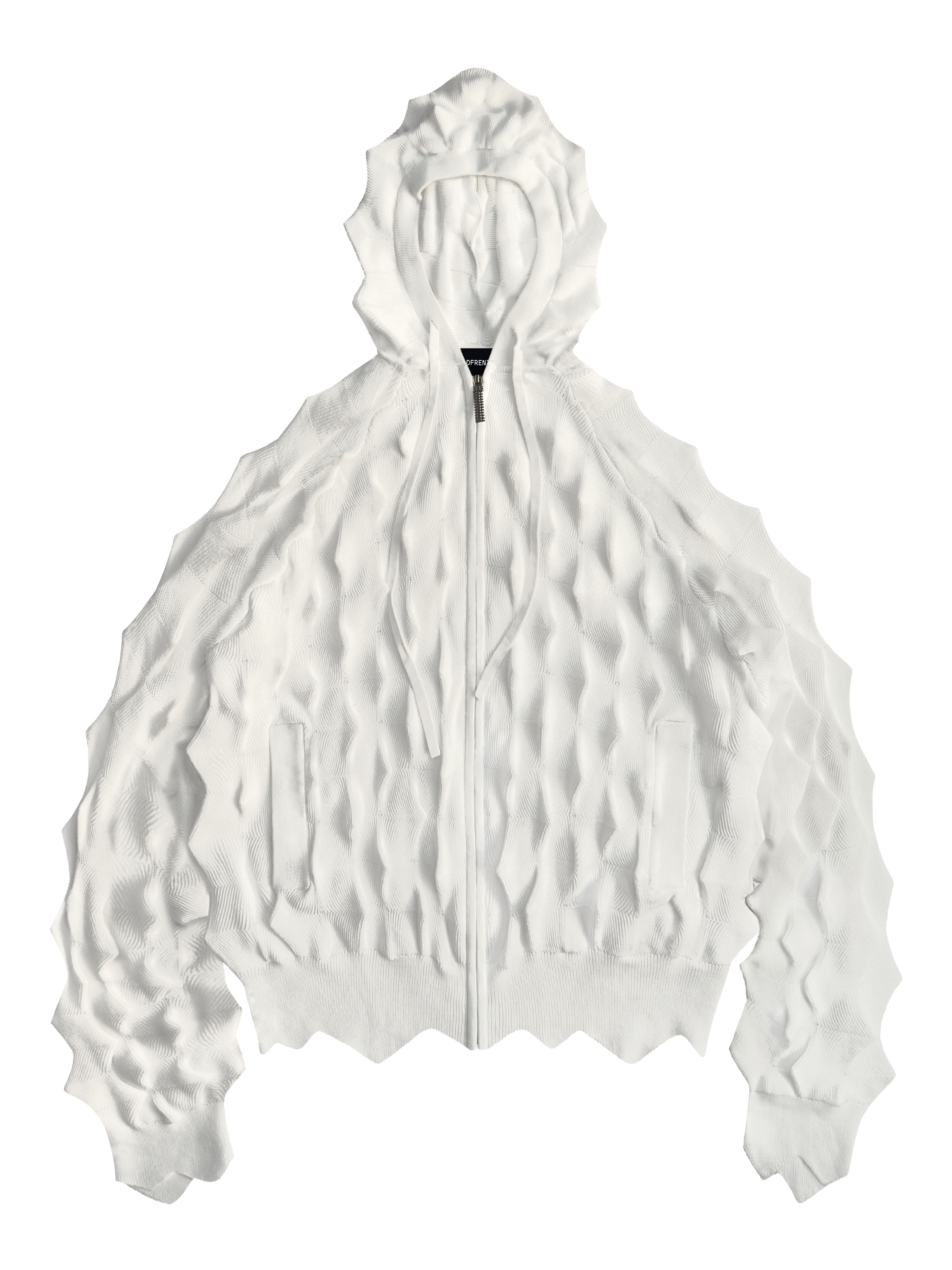 SPIKED Slim Zip-Up Hoodie [white] – MADFRENZY