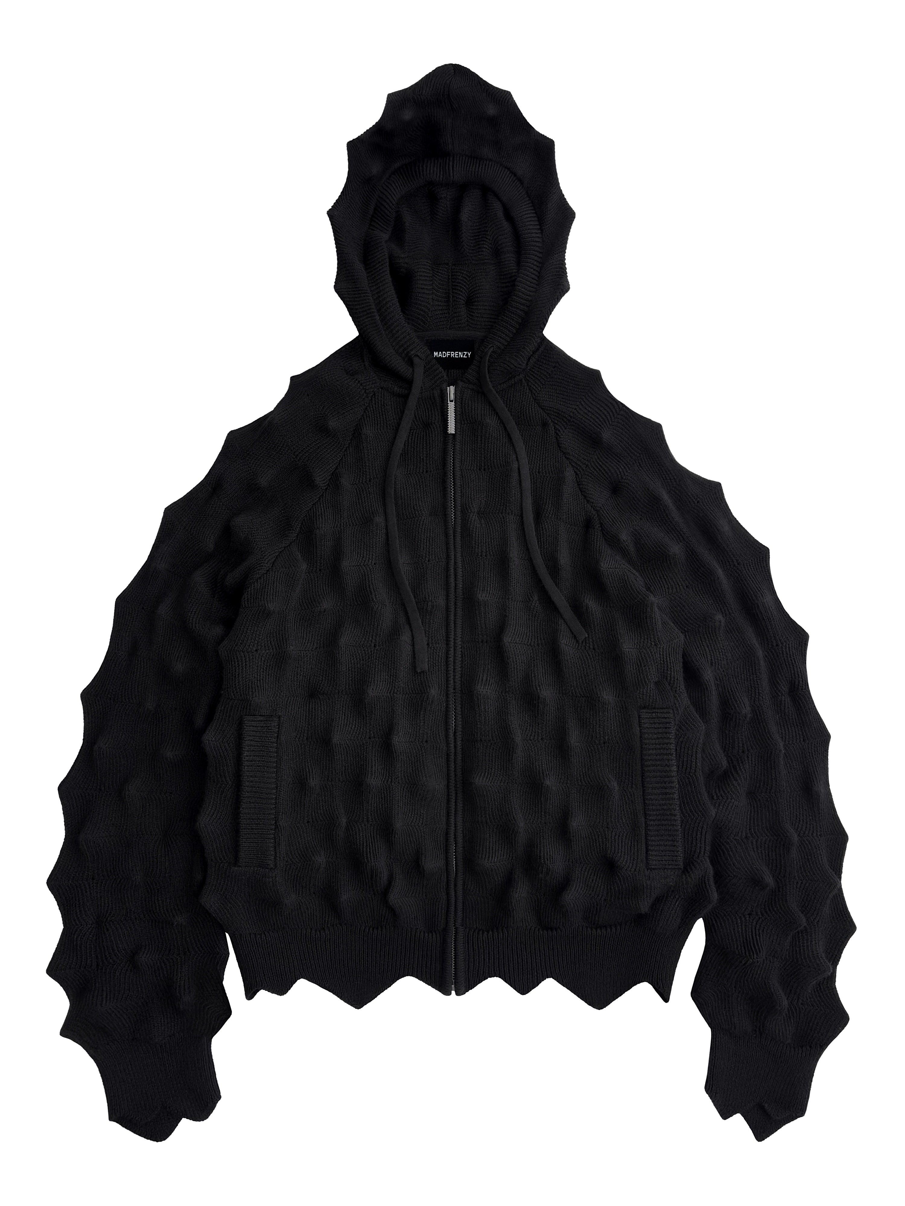 トップス MADFRENZY Spiked Slim Zip-Up Hoodie S SPIKED Slim Zip-Up Hoodie [black] – MADFRENZY