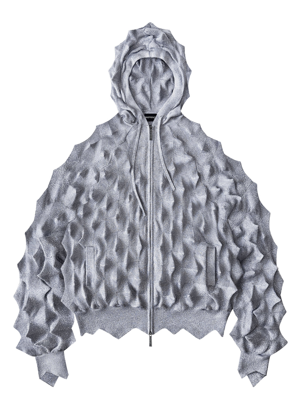 SILVER Spiked Zip Hoodie