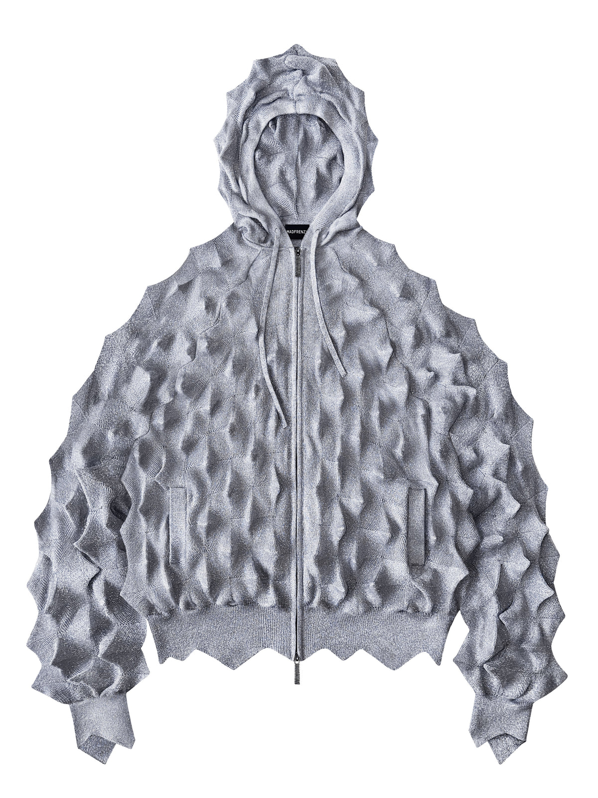 SILVER Spiked Zip Hoodie