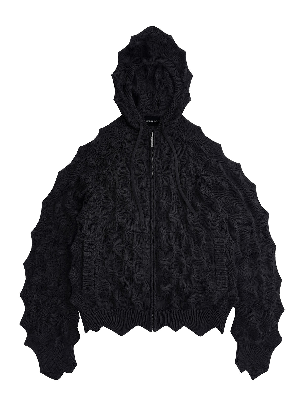 BLACK Spiked Zip Hoodie