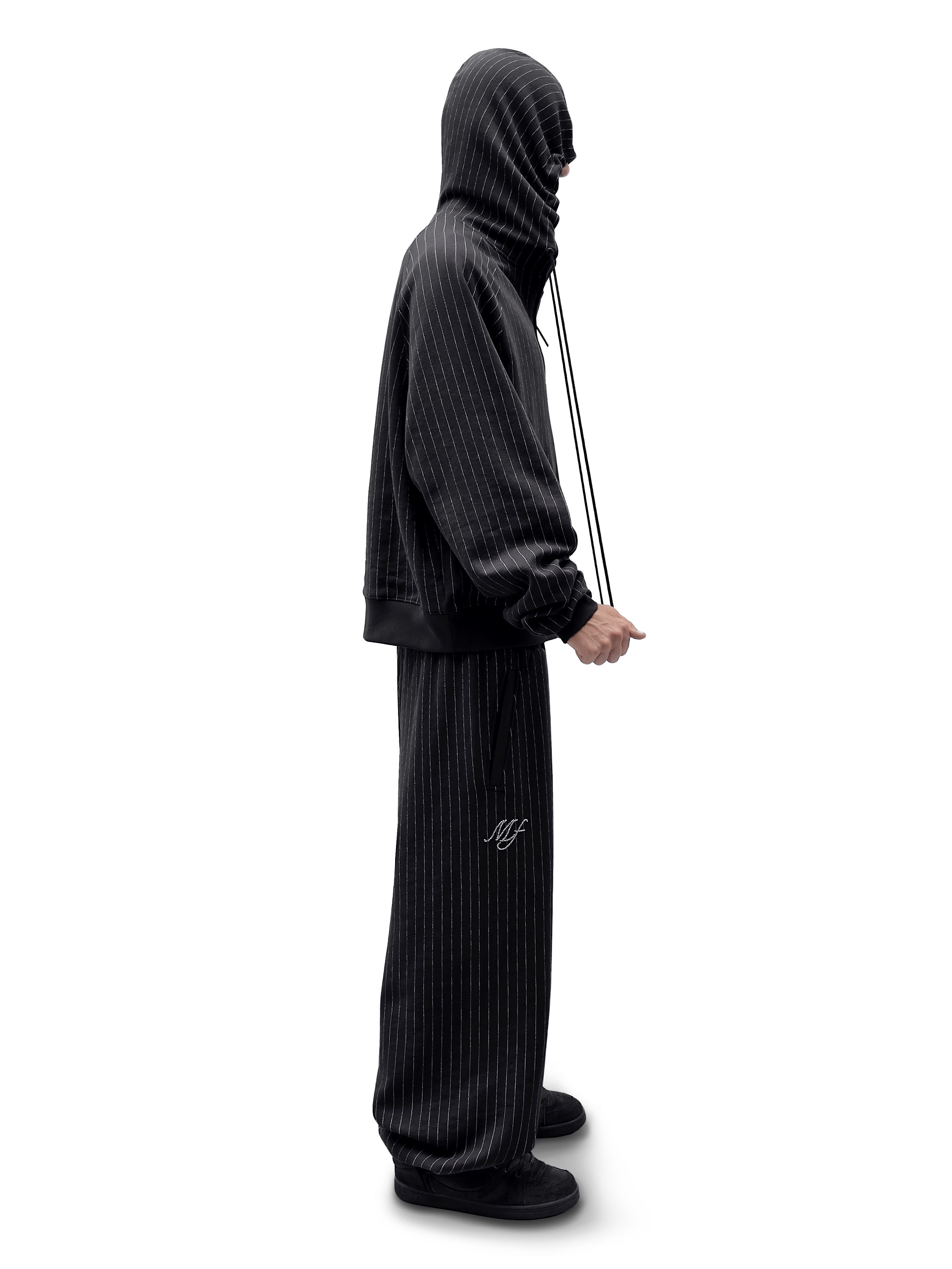 PINSTRIPE Zip-Up Hoodie [black] – MADFRENZY