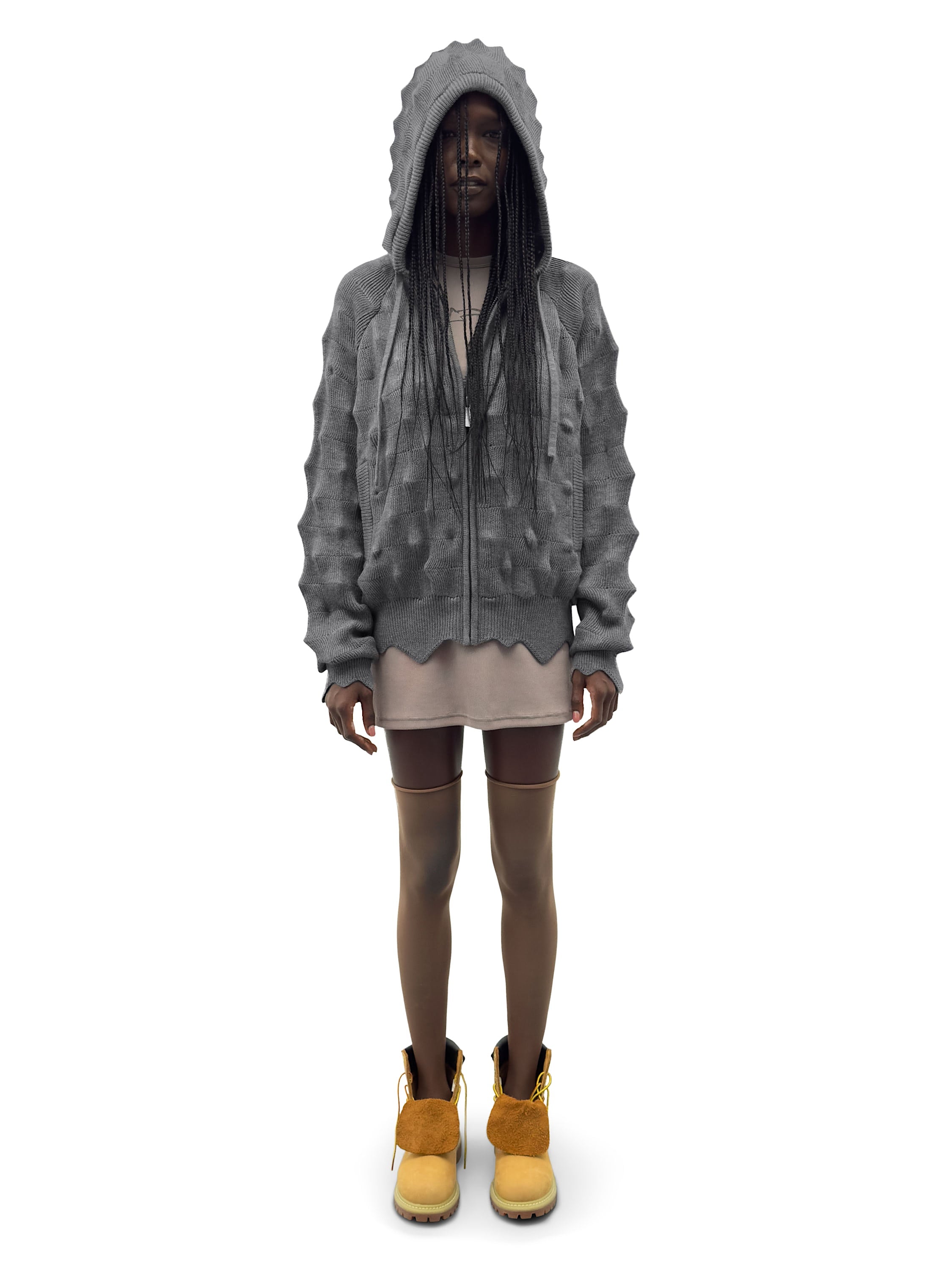 SPIKED Zip-Up Hoodie [grey] – MADFRENZY