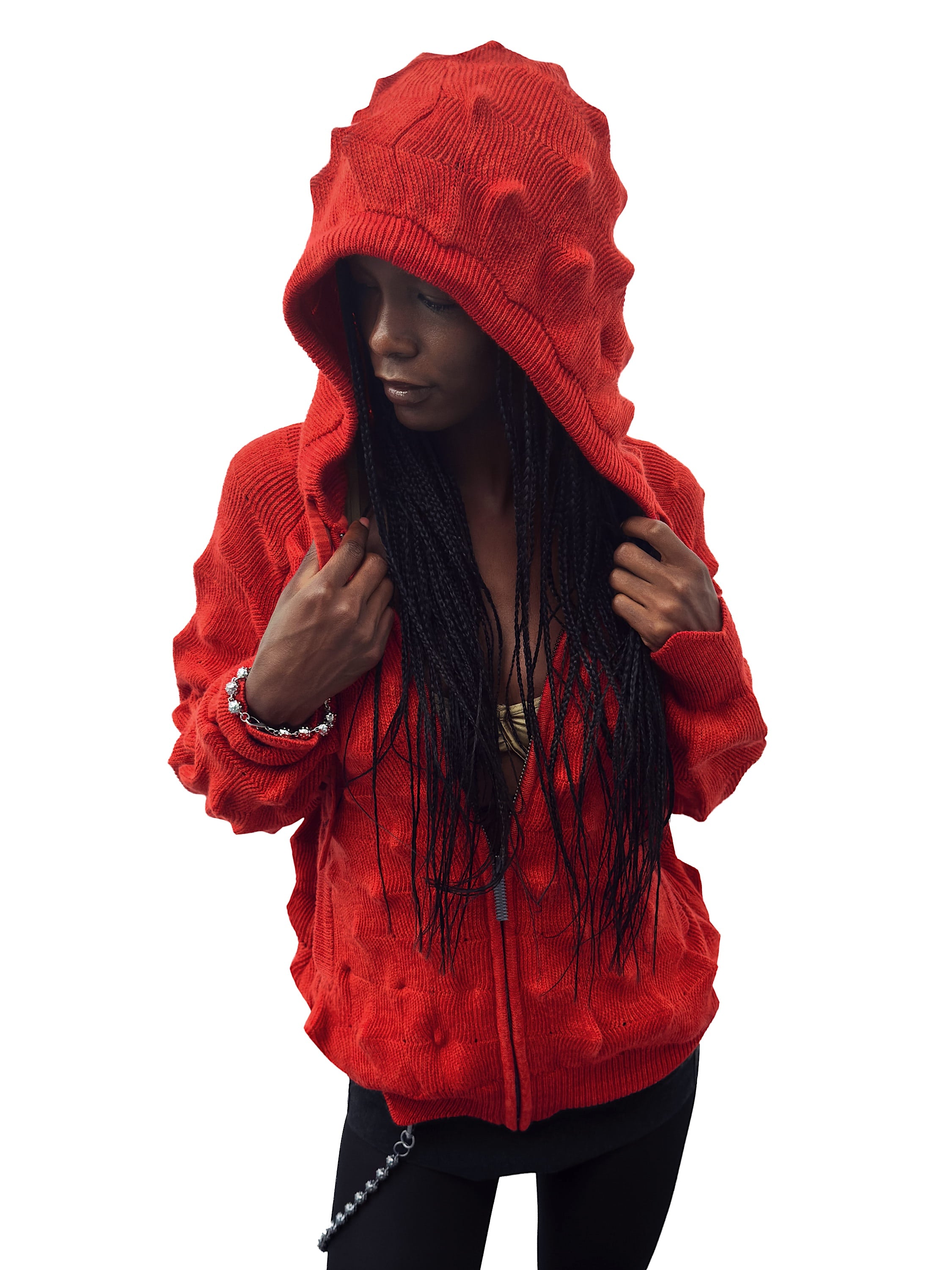 SPIKED Zip-Up Hoodie [red]