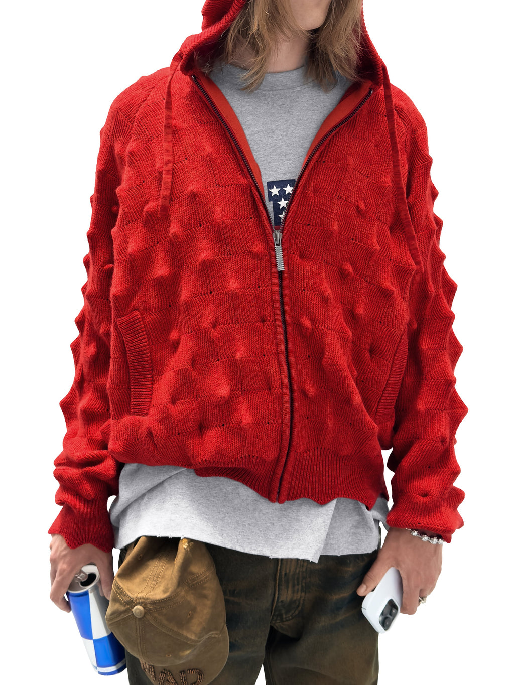 SPIKED Zip-Up Hoodie [red]