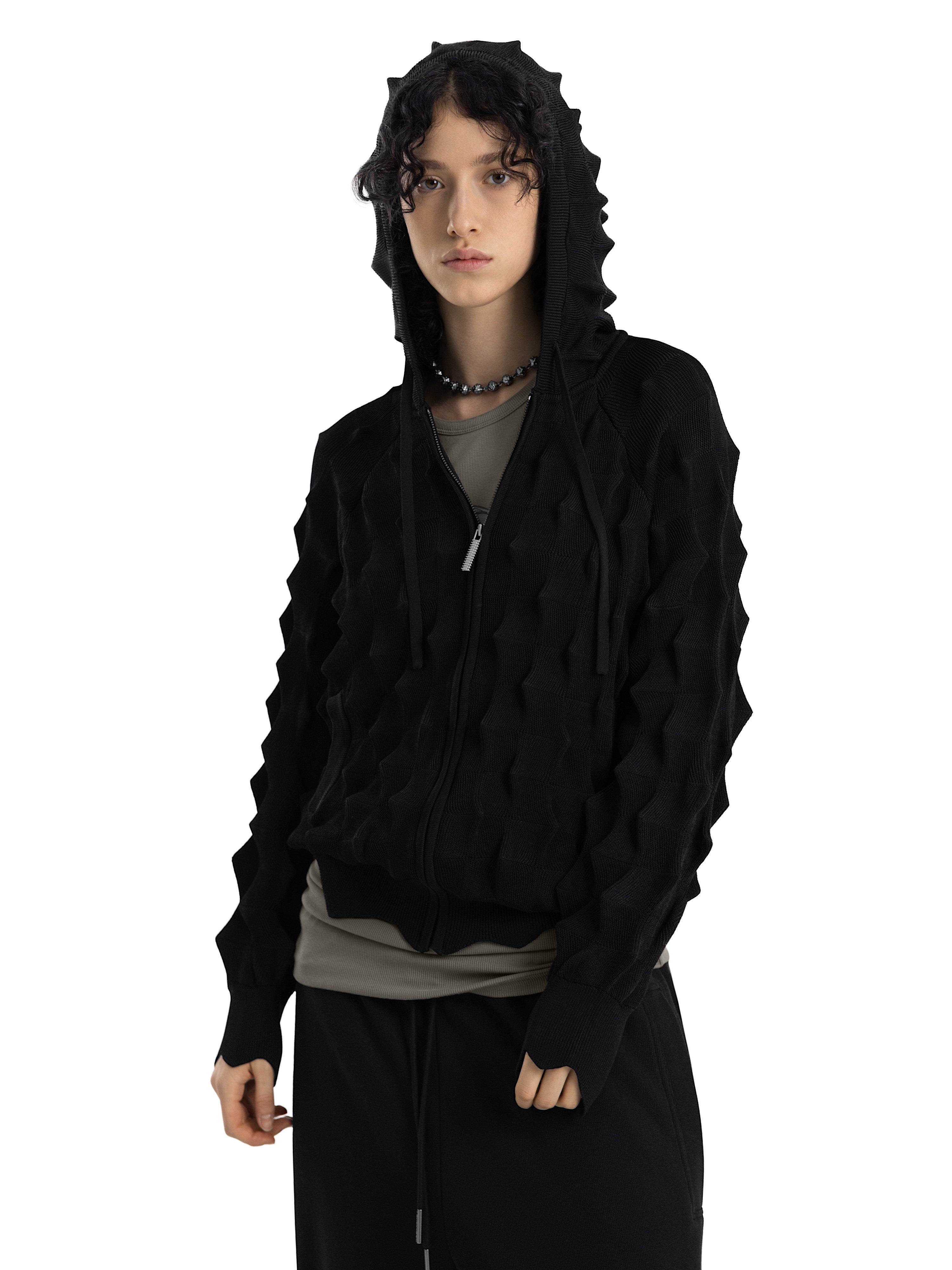 トップス MADFRENZY Spiked Slim Zip-Up Hoodie S SPIKED Slim Zip-Up Hoodie [black] – MADFRENZY